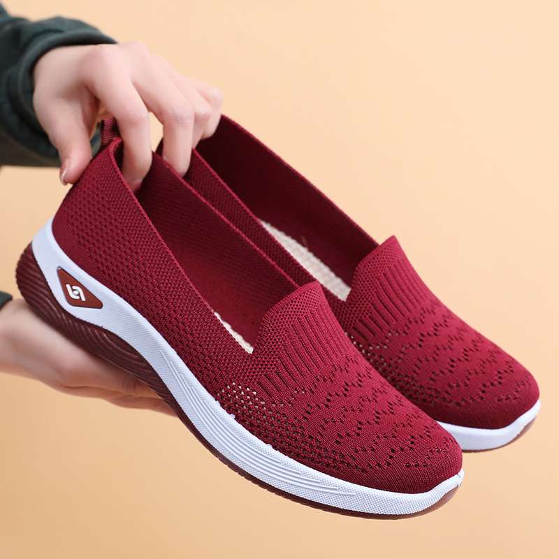 Summer Old North Cloth Shoes Women's Mesh Shoes Hollow Mesh Casual Shoes Breathable Fly Weaving One Pedal Soft-soled Mother Shoes
