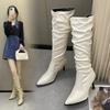 Fashion Fashion 2024 Women Knee-High Long Boots Shoes Pointed Toe Modern Ladies Boots Autumn Pumps Western Female Shoes For Heels