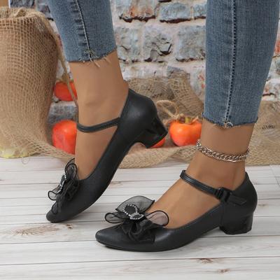 2024 Туфли женские с пряжкой на ремешке женские туфли на высоком каблуке горячая распродажа офисные туфли женские с бантом и острым носком туфли на среднем каблуке женские