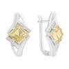 Серебряные серьги с Натуральным зеленим кварцем 3.645ct, фианитами (2162261)