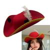 Halloween Pirate Hat Tri Corner Costume Accessory With Gold Lace Trim Soft Felt Material For Adults Kids Parties