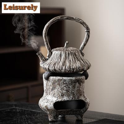 Серый керамический чайный сервиз ручной работы, японская чайная печь, чайник, нагревательная подставка, бытовой чайник, подставка для чайника, чайная церемония
