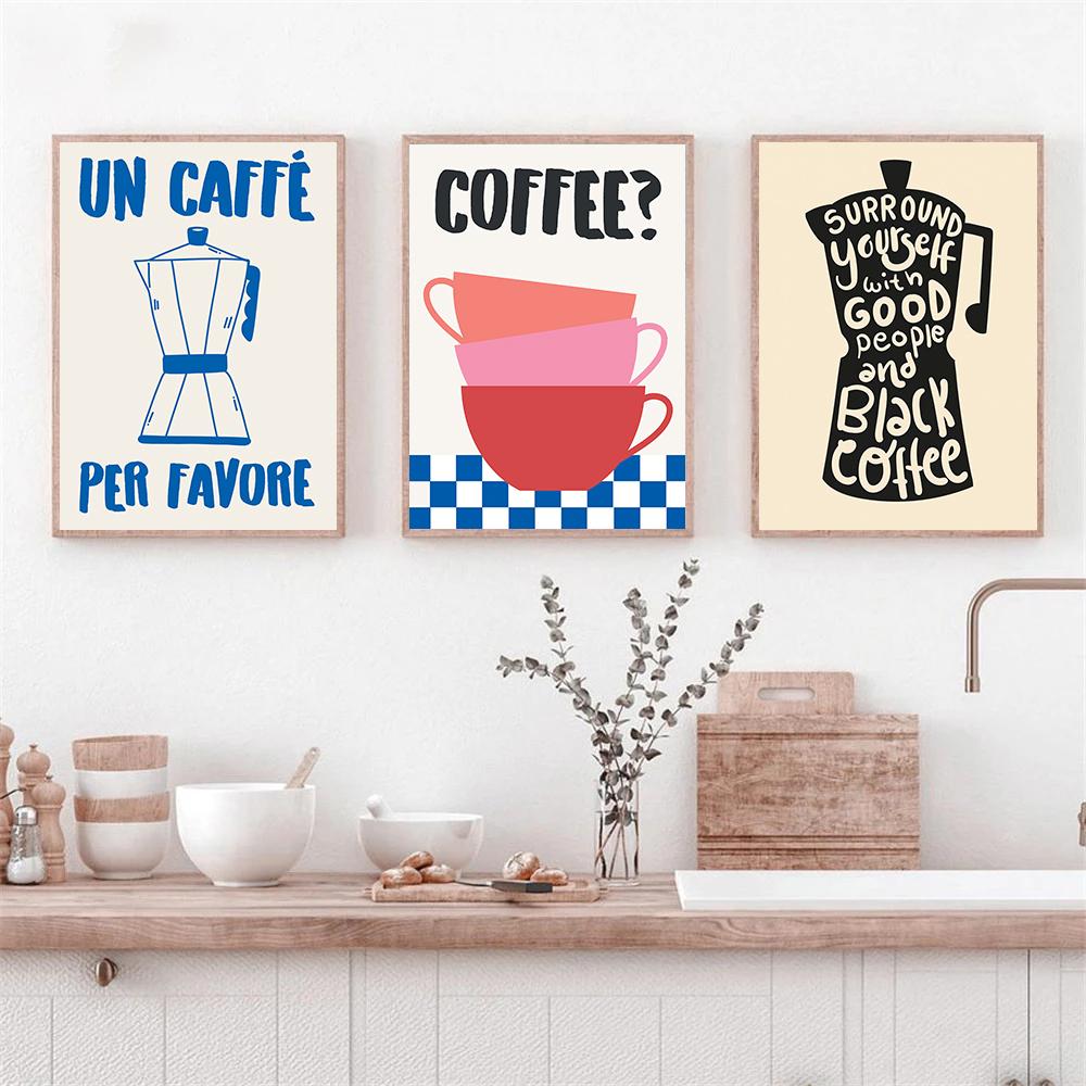Современные Модные Ретро Винтажные Шикарные Принты на Холсте для Кофе Эспрессо, Настенный Декор, Постер, Картина для Офиса, Кухни, Дома