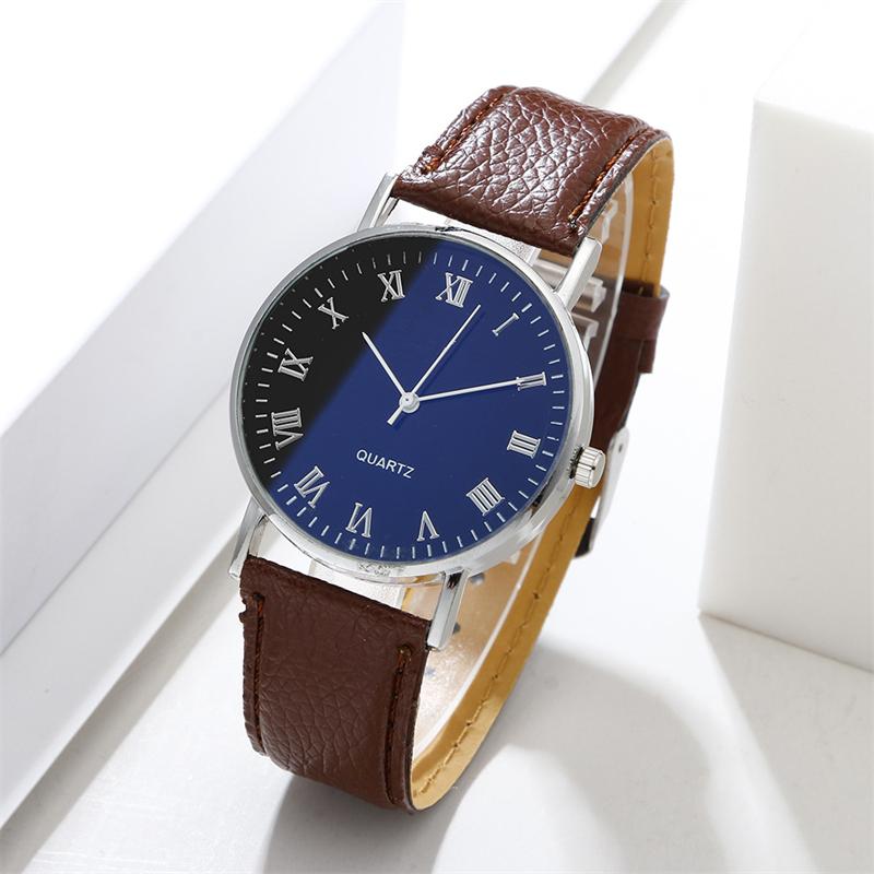 Простые женские кожаные часы с римскими цифрами, кварцевые аналоговые часы, повседневные деловые деловые часы
