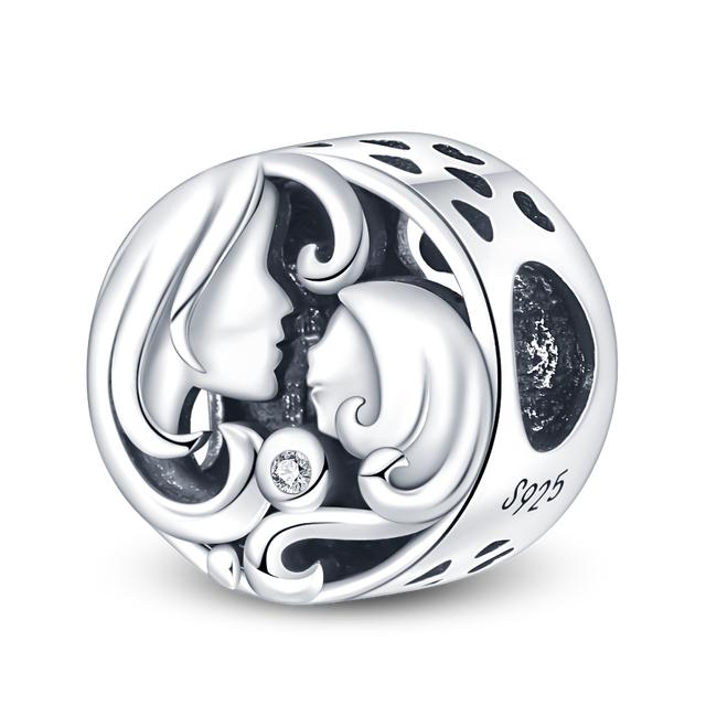 Стерлингового Серебра 925 пробы Love You Mom с двойным сердцем, висячие бусины с разрезом, подходят для оригинального модного браслета, сделай сам, для женщин, ювелирные изделия, подарок