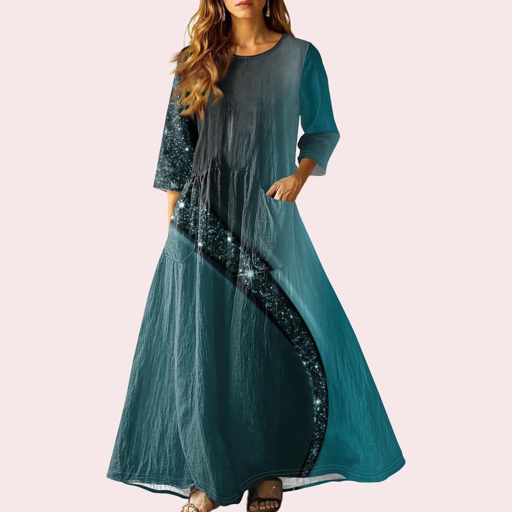 Женское ретро этническое льняное платье макси без рукавов с V-образным вырезом, вышитое лентами