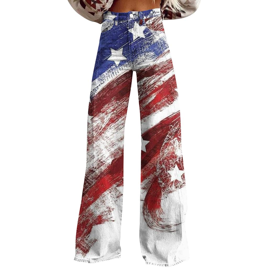 Широкие расклешенные джинсы для женщин с карманами, мешковатые брюки с винтажным цветочным принтом и высокой талией, свободные брюки