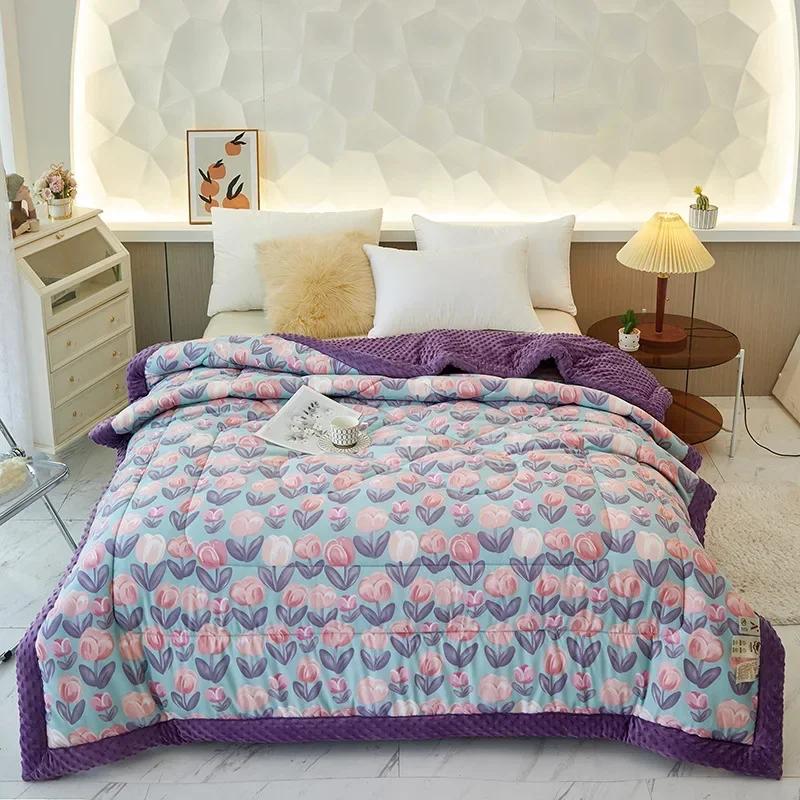 2023 New Doudou Rong Quilt Winter Thickened Children's Dormitory Single Double Quilt Core Double Sided Dual Use Winter Quilt