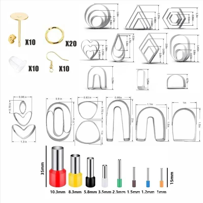 Polymer Clay Cutters Kit Earrings Ceramic Craft Cutting Mold Baking Mould Handmade DIY Jewelry Making Tools Cake Cookie Cutters