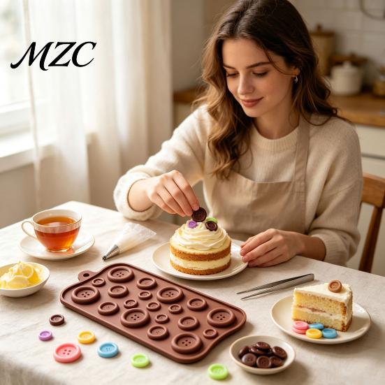 Chocolate Candy Making Tool Button Silicone Mold, Food Grade Non Stick Casting Easy Release Mold Tray, Flexible for DIY Baking And Crafting