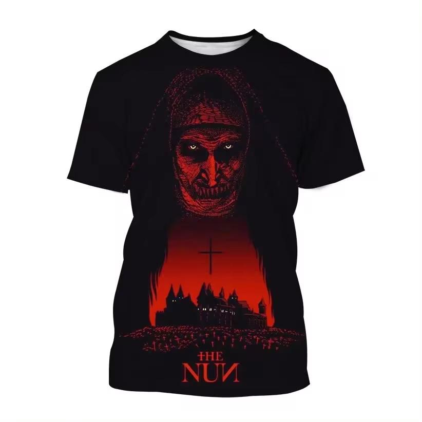 Horror Movie The Nun Graphic T-shirts 3D Print Men/Women Short Sleeve O-Neck T-shirt Oversized Streetwear Harajuku Tees Y2k Tops