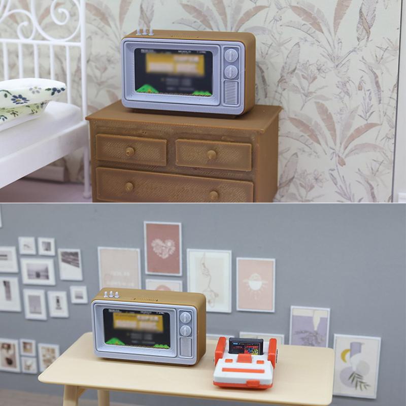 1 шт. 1/12 Кукольный домик Симуляция Миниатюрный Ностальгический Модель ТВ-приставки для игр Декорация сцены гостиной Аксессуары для кукол Игрушки