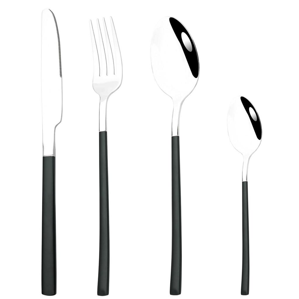 4Pcs Black Gold Cutlery Set Knives Fork Spoon Dinner Tableware Stainless Steel Dinnerware Party Kitchen Flatware Silverware Set