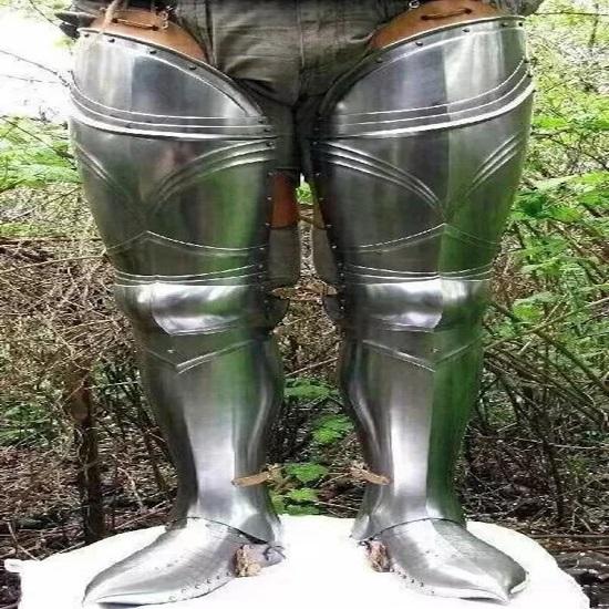 Немецкие готические рыцарские поножи, полностью стальные, ручная работа, для реконструкций, LARP, поножи для косплея