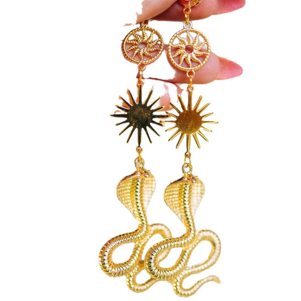 Bohemian Snake Sun Animal Dangle Earrings Handmade Jewelry For Women Summer