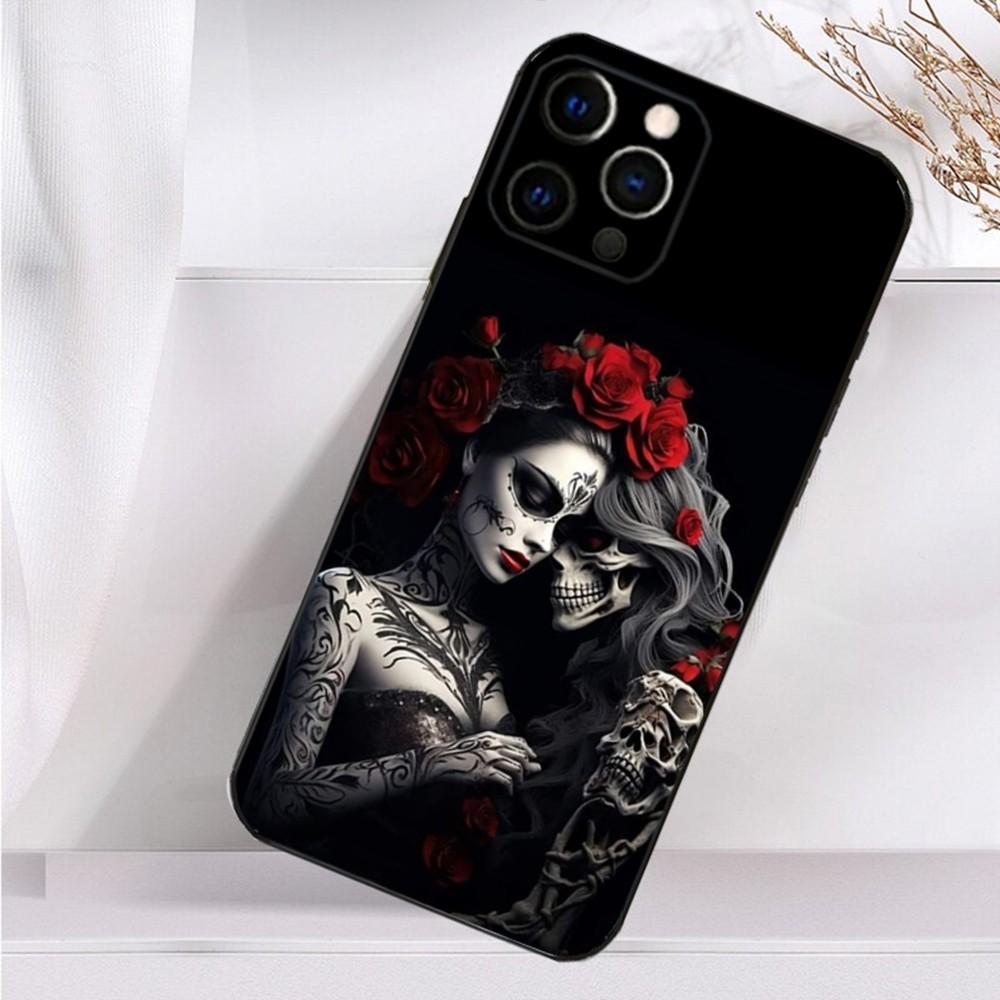 Чехол для телефона «Мексиканский череп Катрины» для iPhone 16, 15, 14, 13, 12, 11 Plus, Pro Max, XS, X, XR, SE, Mini, 8, 7, Мягкий силиконовый черный чехол