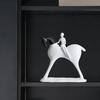 Abstract Man Black White Horse Figurine Modern Minimalist Artistic Horse Statue Resin Sculpture Home
