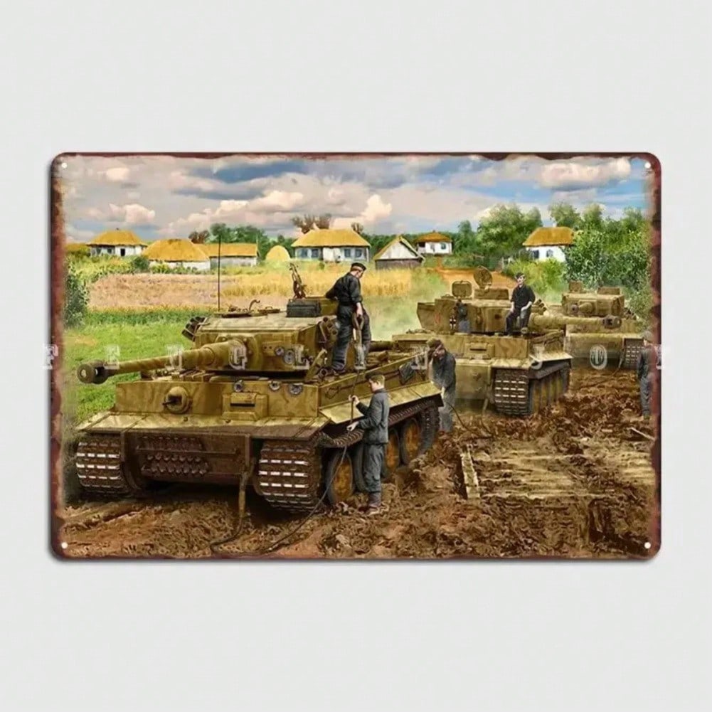 Металлическая жестяная табличка PanzerTiger, настенное искусство, винтажная табличка «Остановись» с танком «Тигр» для бара, гаража, домашнего декора
