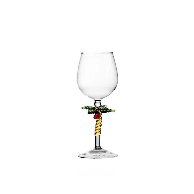 Plant Goblet Crystal Glass Creative Wedding Party Glassware Wine Tasting Glasses Flower CLASSIC BURGUNDY Bordeaux Champagne Cup