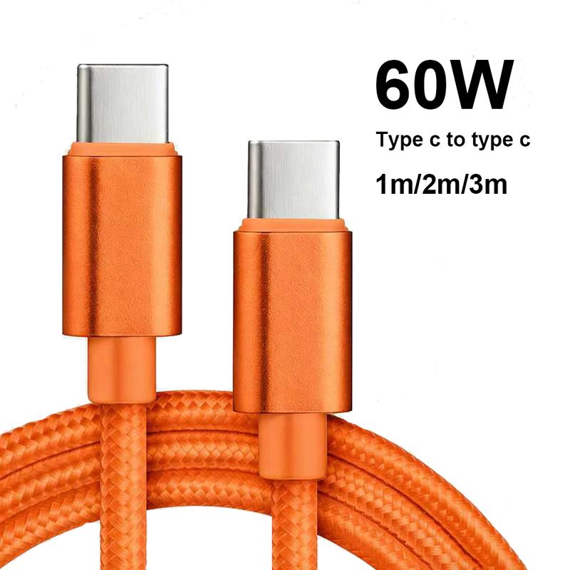 Nylon Braided 60W Type C Wire For iphone 15 16 17 pro max 1m 2m 3m USB C To Type C Fast Charge Cable for Samsung Xiaomi Huawei