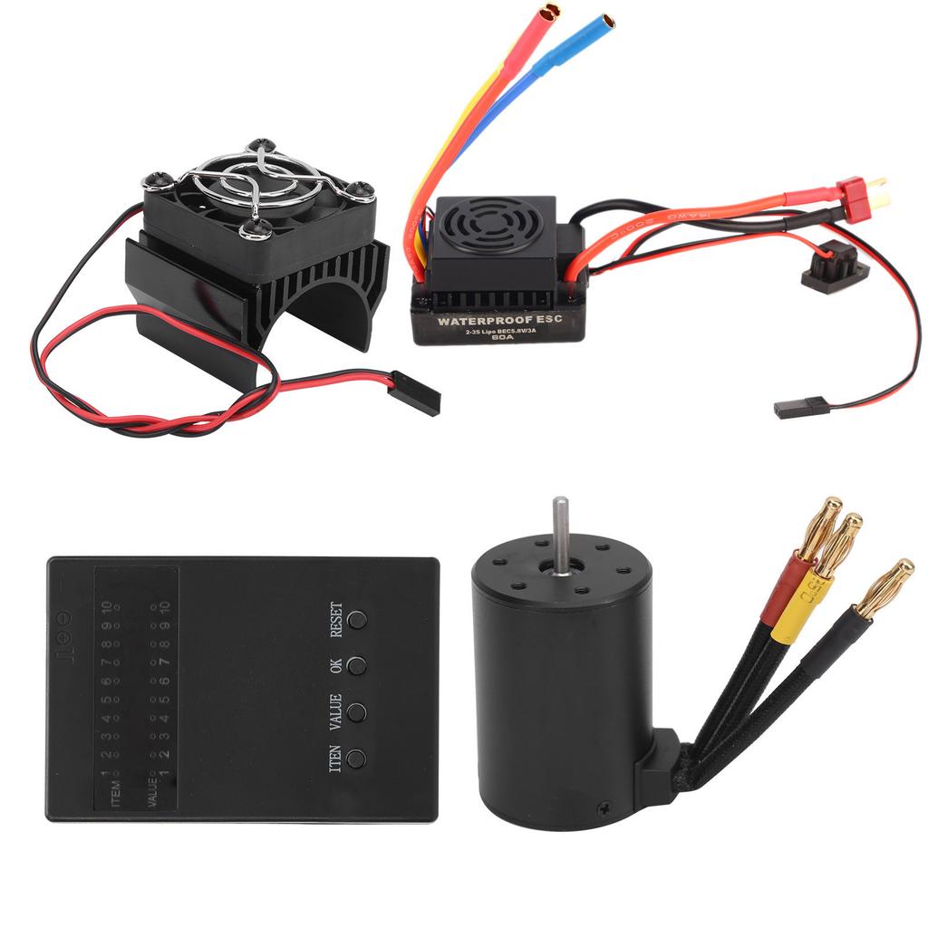 3650 3600KV Brushless Motor 60A ESC Programming Card Heat Sink Combo Set for 18 110 RC Car