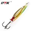 FTK 1PC Long Cast Size2-Size3 Fishing Lures Hook Spinner Spoon Lures With Treble Hooks