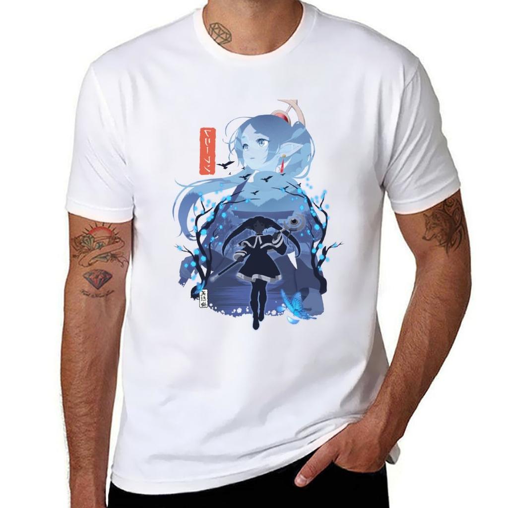 Frieren Silhouette Journeys End Tshirt Plus Size Street Style Tee Tshirt