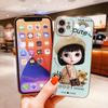 For Redmi Note 13 Pro 12 Pro 12S 11 Pro 11S 10S OPPO A38 A77s A96 Realme C33 C65 OnePlus Cute Girl Pattern Soft Plated TPU Shockproof Phone Case