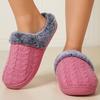 Fashion Comfort Knitted Cotton Slippers for Women Faux Fur Warm Home Plush Slippers Woman Winter Light Non Slip Cotton Slides Female