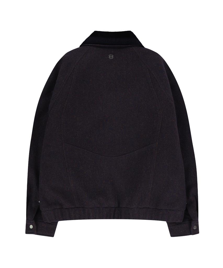 Ungimmick Fur Collar Wool Blouson Jacket (Navy)