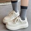 Cowhide Version~ Thick-soled Little White Shoes for Women 2025 New Small Height Increase Leather Soft-soled Casual Sports Board Shoes for Women