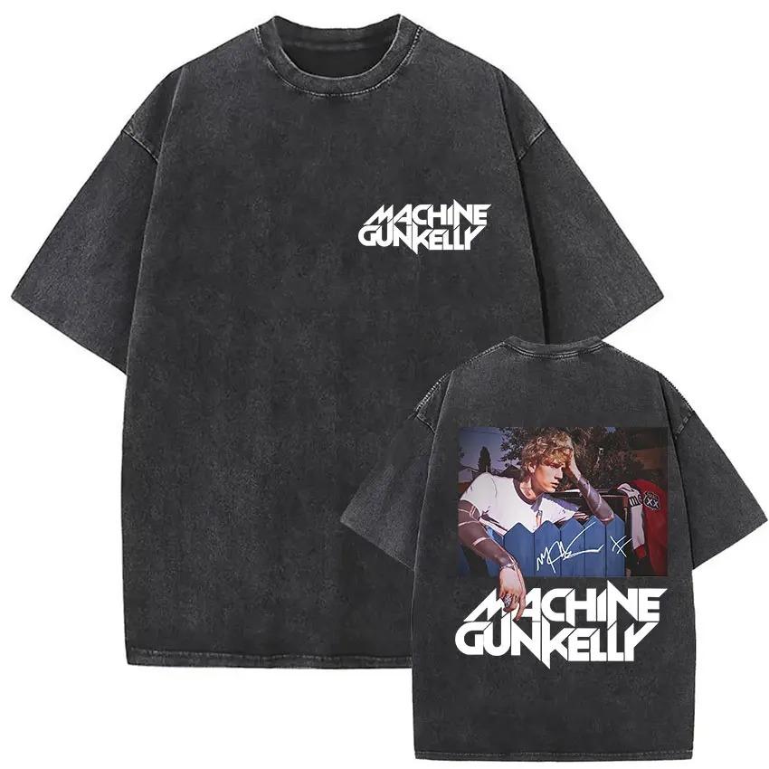Футболки рэпера MGK Lost Americana Tour 2026 Machine Gun Kelly Винтажная стираная футболка с принтом Мужская хип-хоп футболка с коротким рукавом