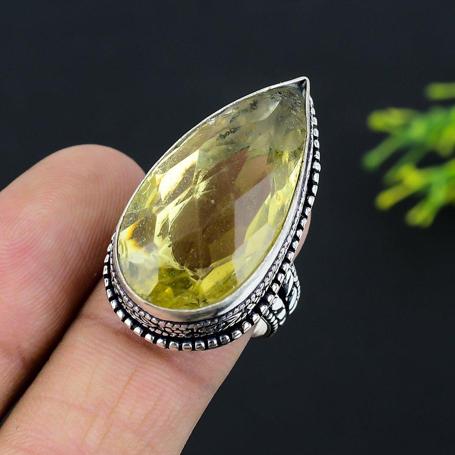 Citrine Gemstone 925 Sterling Silver Gift Jewelry Ring Size 8.5