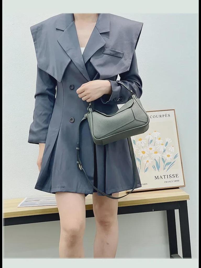 2024 Осень Женская Модная Универсальная Сумка из Коровьей Кожи на Одно Плечо