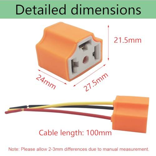 H4 Coupler, CTRICALVER Orange Headlight Connector, 4 Pieces Headlight for Car and Truck Headlight Fog Light Retrofit, 3 Wires