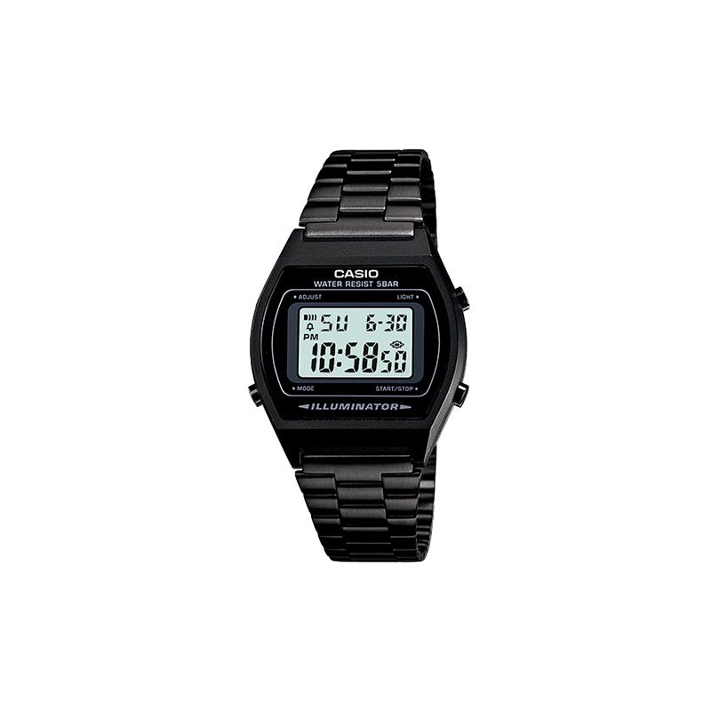Casio Классические Ретро Мода Простой ЖК-дисплей Квадратный циферблат Спортивные Водонепроницаемые Кварцевый механизм Стальной ремешок Японские и Корейские часы B640WB-1A