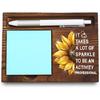 Activity Professional Gift, Sunflower Office Decor Gifts, Appreciation Present for Activity Leaders, Wooden Sticky Note Holder, 6.5×4.8×0.8