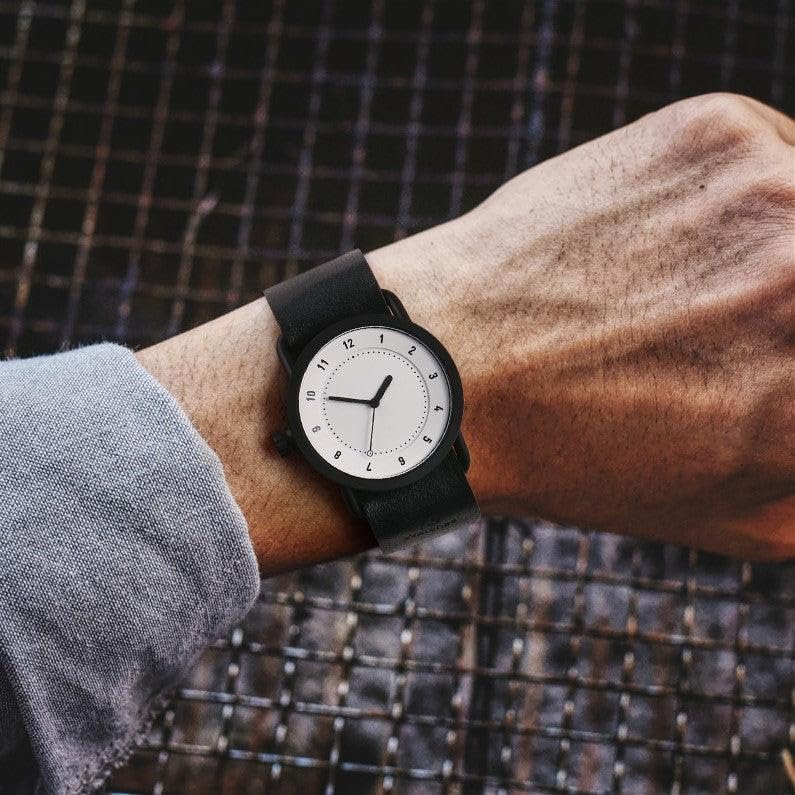 TID Watches Часы №1 Белый циферблат Черный кожаный ремешок Черная пряжка Кварцевые Вдохновлены скандинавским шведским дизайном 36 мм