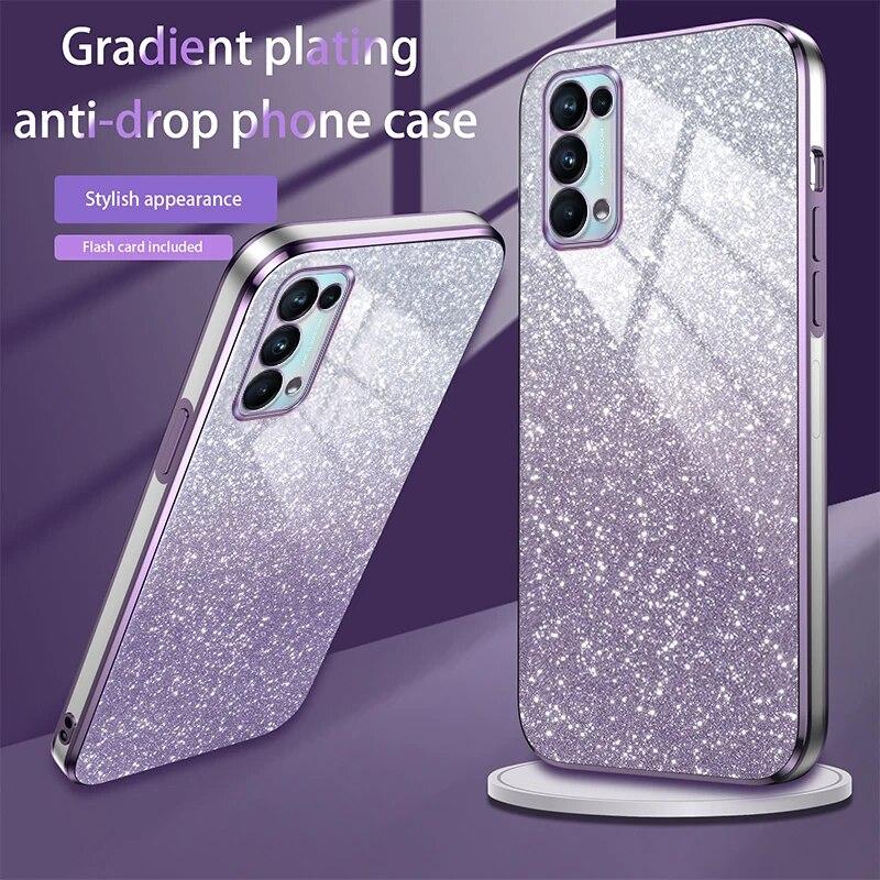 Reno 5 6 Luxury Gradient Glitter Plating Case On For Oppo Reno 5 Reno 6 Reno 5 6 6z Reno 6 Pro 6pro Cover Reno 4 4se 3 2 2z