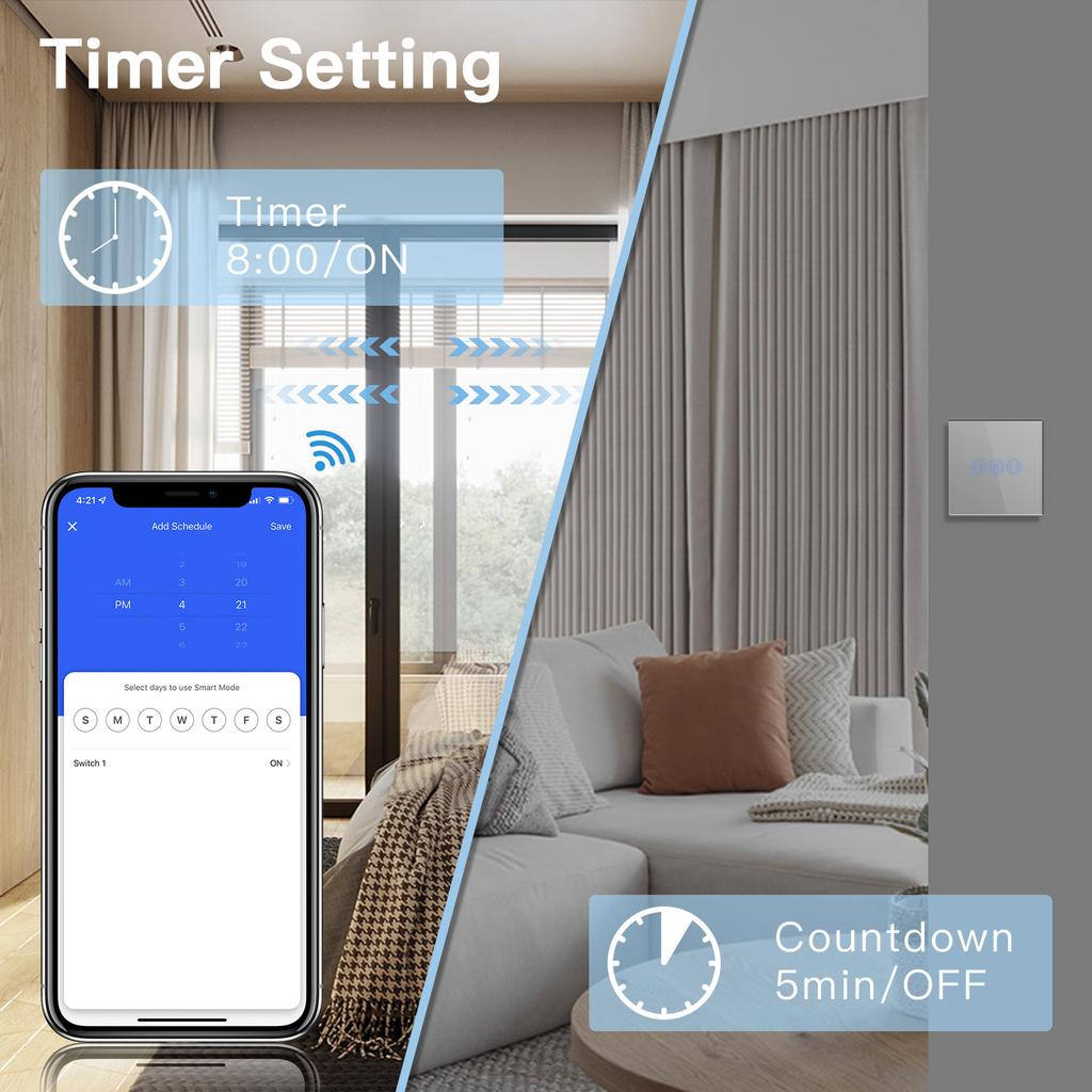 BSEED Wifi Переключатель для штор Беспроводной Интеллектуальный Переключатель для Умных Штор Поддержка Приложения Tuya Голосовое Управление Google Assistant