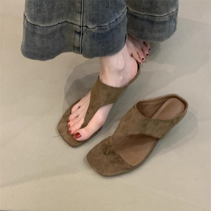 Кожаная верхняя одежда ретро высокие каблуки женские сандалии с открытым носком простой темперамент тонкие каблуки шлепанцы обувь