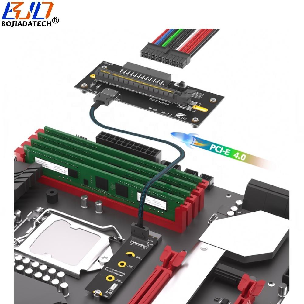 Адаптер M.2 NVME M-Key 2280 в слот PCI-E 4.0 X16 с входом ATX 24PIN, удлинительный кабель Oculink SFF-8611 для внешней видеокарты