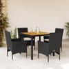 VidaXL Garden Dining Set and Cushions 5 Pcs Black Rattan Acacia, Outdoor Dining Set, Furniture of 3278664