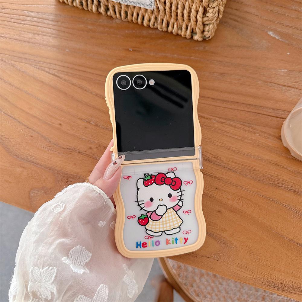 KT Cat Samsung Galaxy Z Flip Series Protective Phone Case with Lanyard