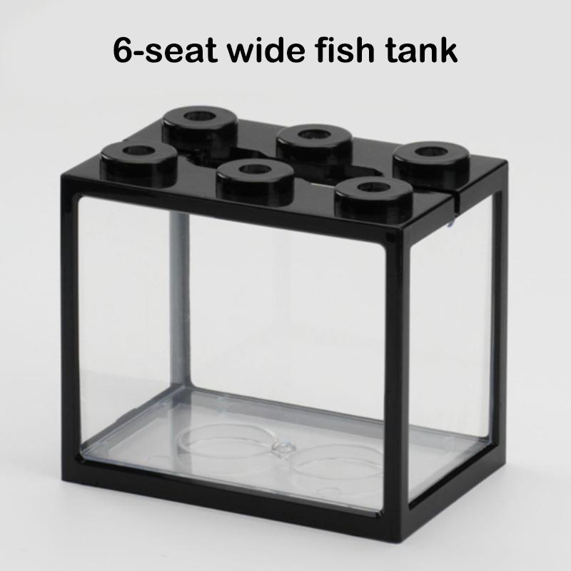 Aquarium Mini Fish Tank Reptile Pet Led Light Box Stackable Aquarium Cylinder Landscape Seaweed For Home Office Decoration