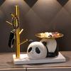 Decorative Panda Resins Statue with Storage Tray for Key and Trinkets Animal Sculpture Entryway Living Room Table Decors