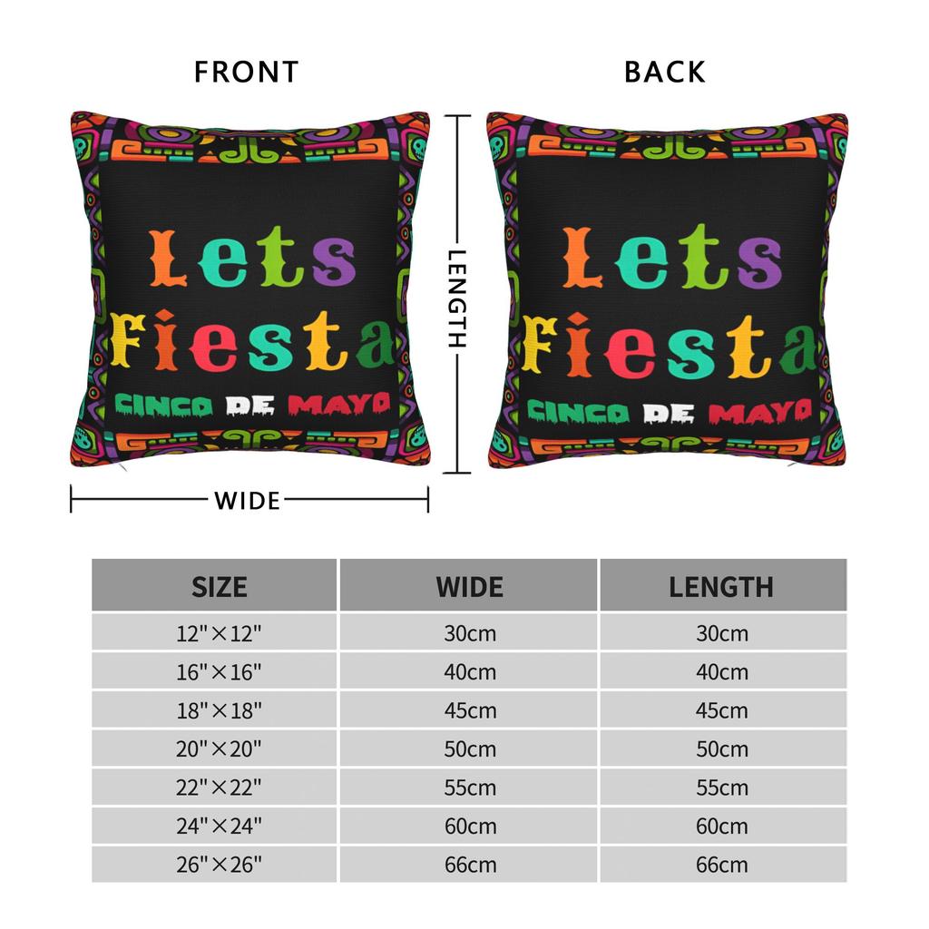 Let'S Fiesta Party Printed Pillow Cover Mexican Amigo Cinco De Mayo Sombrero Morden Pillow Case For Living Room Sofa Soft Gift