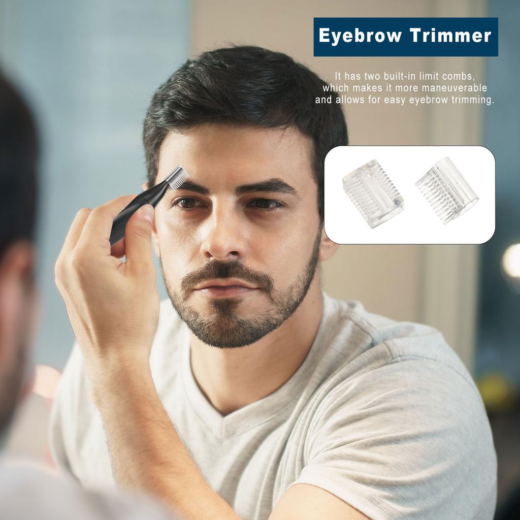 2-in-1 Electric Nose Hair & Eyebrow Trimmer - Rechargeable, Detachable Washable Head, 50-Day Battery Life