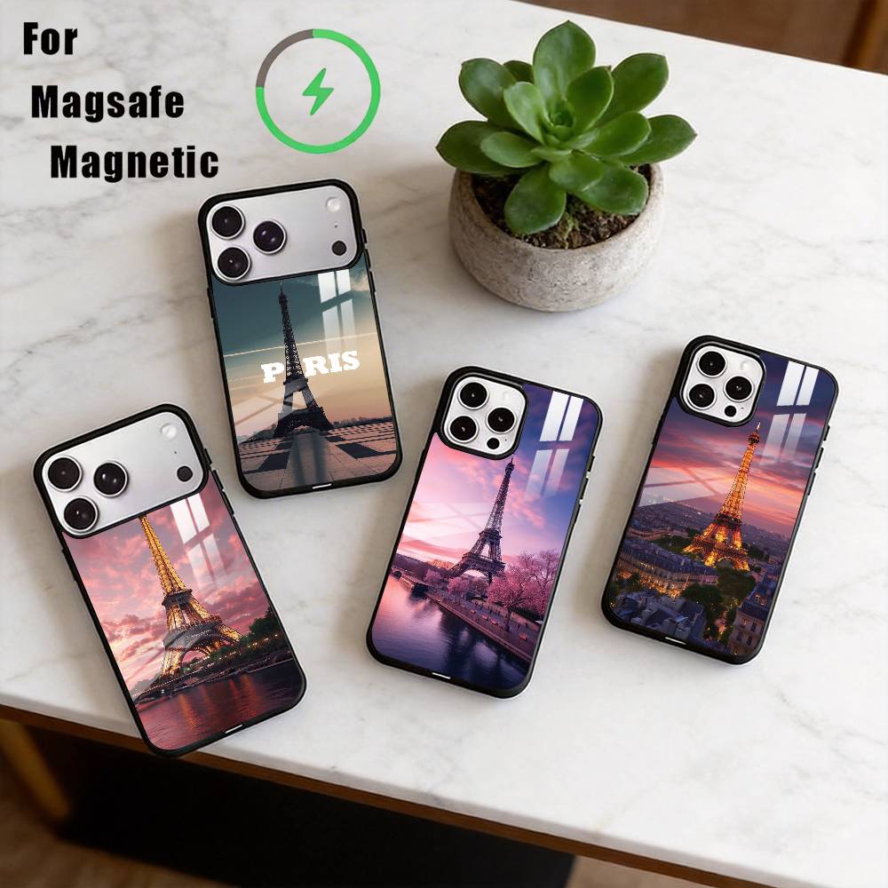 Эйфелева башня, Франция Чехол для телефона для iPhone 17, 16, 15, 14, 13, 12, 11 Plus, Pro Магнитный с Magsafe Беспроводная зарядка