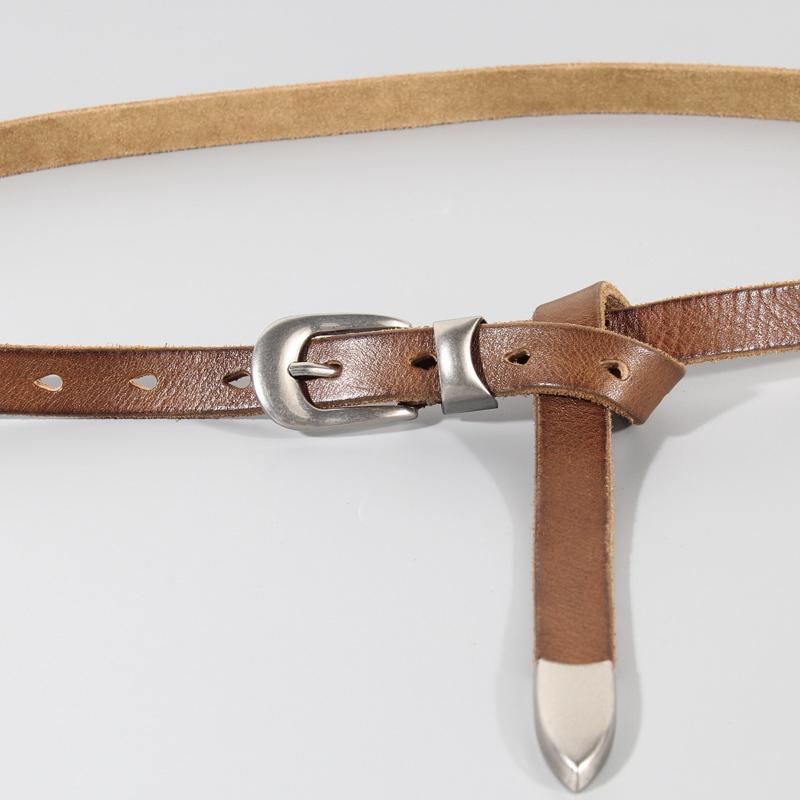 Extended Thin Section Knotted Decorative Ladies Belt All-match Slim Skirt Belt Narrow Soft Genuine Leather Women's Jeans Belt